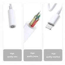 1-3 件 Lightning 转 3.5 毫米音频适配器转换器，兼容 iPhone 14/13/12/11 系列手机，Lightning 转耳机插孔音频适配器线 - 白色 - 查看 3