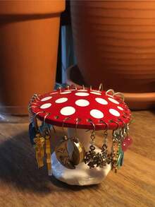 1 Giá để bông tai hình nấm cho ngày lễ tình nhân trở lại trường - Đỏ - Xem 14