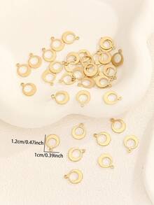 37pcs Hollow Circle Open Jump Rings, Copper Tone Metal Findings For Earring Craft DIY - Brass - View 4