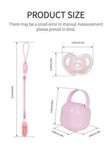 KUNT 3 Stücke Baby Schnuller + Schnuller Aufbewahrungsbox + Verlust-Verhinderer Kette, Baby Schnuller Box Kunststoff Schnuller Box Beißring tragbar