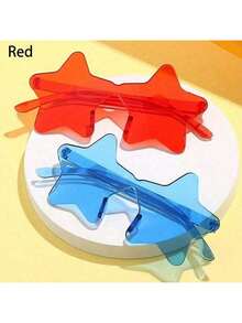 3 Pcs/Set Fashionable And Personalized Five-Pointed Star Glasses,Blue Unisex Star-Shaped Rimless , Rimless , Transparent Candy Color Eyewear For Party Favor, Perfect For Pool And Beach Parties Summer Parties, Birthday Parties,Carnival, Fun Events Or Party Favors - Multicolor - View 8