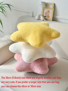Valentine's Day Decorative Pillow Adorable Star-Shaped Plush Pillow Soft Faux Rabbit Fur Pillow For Sofa, Bedroom, And Living Room Valentine's Day And New Year Home Decor, Valentine's Day Gift For Your Loved One - White - View 3