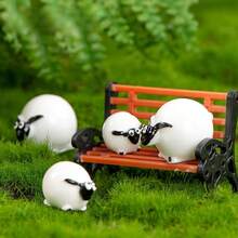 5 قطع/مجموعة من منحوتات راتنج الطحالب المصغرة، شكل خراف صغيرة واقعية جميلة ديكور للزينة المنزلية الهدايا