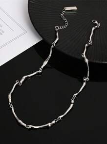 1pc Unisex Cool Minimalist 3D Wavy Twisted Design Necklace, For Daily Wear, Dates, Gifts