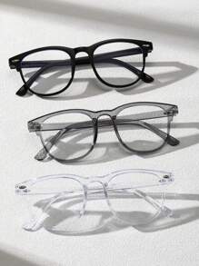 1/2/3pcs Men Classic Square Fashion Clear Glasses For Computer Reading Gaming TV Phones Anti Eyestrain Clear Lens Eye Protection Accessories.