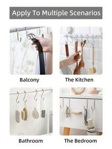 1pc Basic Living Stainless Steel Double S-Shaped Hook Rack Organizer For Behind The Door Drawer Kitchen Bathroom Storage Solution Heavy Duty Metal Hanger Stand With Finish Perfect For Home Organization - Multicolor - View 6