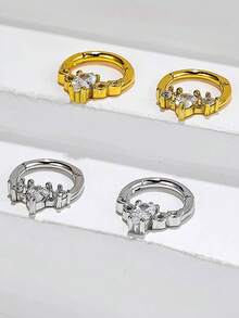 FOREVER QUEEN 1PC 925 Sterling Silver Nose Rings Hoops Septum Rings Nose Piercings Jewelry Conch Rook Helix Piercing Jewelry CZ Cartilage Hoop Earring For Women - Single Nose Ring - View 4