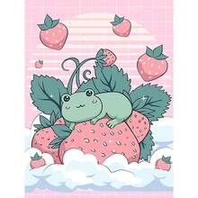 1 件墙面艺术海报无框流行钻石艺术画 5D DIY 马赛克动物卡通可爱婴儿青蛙镶嵌十字绣刺绣饰品套件卧室装饰