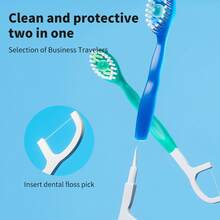 Portátil 5-en-1 Cepillo de dientes y hilo dental, sabor a menta para una limpieza bucal profunda diaria, perlas efervescentes para un aliento fresco para parejas, familia y vuelta al cole, 40 piezas - Blanco - Ver 8