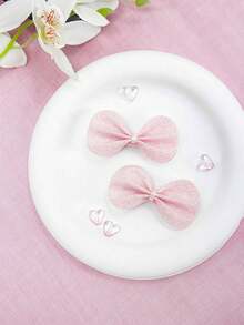 1 Pair Sweet And Cute Korean Style Solid Color Shiny Bow Hair Clips, Suitable For Daily Wear For Girls - Solid Color Shiny Bow Hairpin - View 9