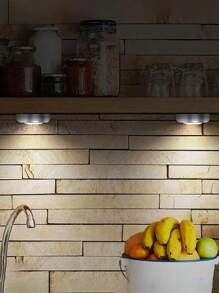 6/3/1 Luz de presión plateada, 3 luces nocturnas inalámbricas LED, diseño de interruptor de presión circular de luz amarilla/blanca, carcasa de material ABS, luz de pared adecuada para iluminación del hogar, pasillo, baño, dormitorio, cocina, gabinete, escaleras, iluminación de automóvil (excluyendo la batería)