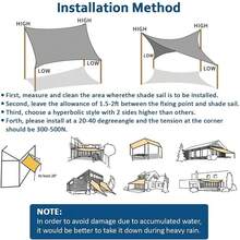 遮阳帆户外防水遮阳帆天篷浅绿色有效阻挡 95% 紫外线，适用于后院、露台、阳台、派对、草坪花园、户外活动 - 淺綠色 - 查看 8