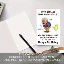 Humorous "New Skills With Age" Birthday Greeting Card For Grandfather, Brother, Or Friend, Versatile Celebration Card