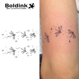 Boldink 非永久性纹身，可爱的蜻蜓风格设计，制作精美，自然哑光效果，防水临时纹身可持续 1-2 周，超级容易粘贴，看起来很棒