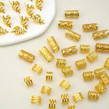40 piezas Anillos huecos para el cabello, Cuentas de rastas Anillos de trenzado del cabello Clips Accesorios de metal para trenzas Decoración/Accesorios Juego de lazos dorados para el cabello, estilo callejero, accesorios para el cabello trenzado de fiesta Tocado dorado/plateado