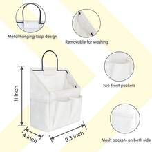 2pcs Small Wall Hanging Organizer Bag, Linen Fabric Door Hanging Storage Basket With Pockets, Waterproof Bin For Kitchen, Bedroom, Office, RV Camper - White(2 pcs) - View 2