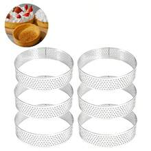 1 件银色圆形不锈钢挞圈模具法式甜点慕斯蛋糕水果挞模具适用于家庭聚会烘焙工具 - 銀色 - 查看 3