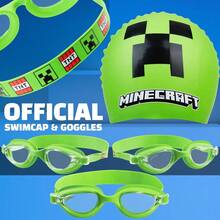 Minecraft Swim Cap And Goggles - Green - View 2