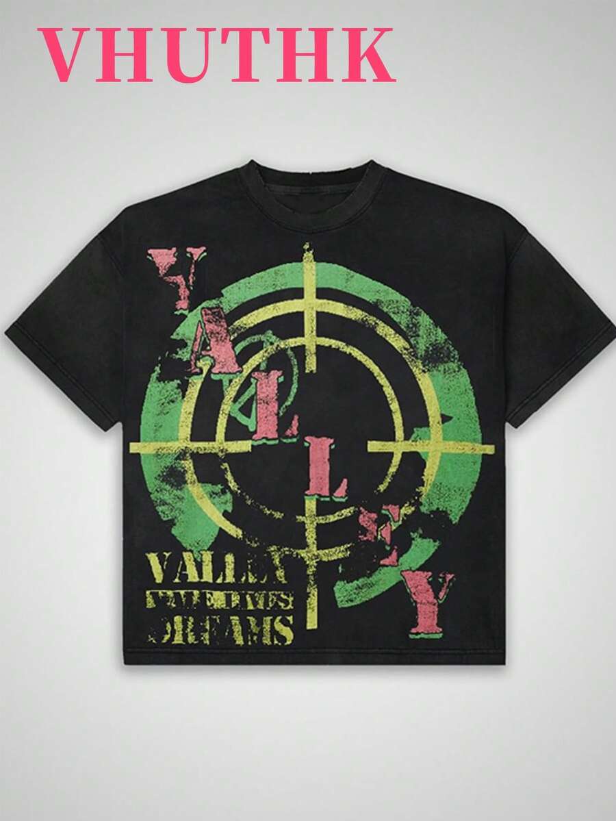 VHUTHK (220 Cotton T-Shirt) Men's Summer Round Neck Short Sleeve Casual Cotton With  Print