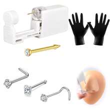 5Pcs Nose Piercing Kit, Piercing Gun Built-In Nose Studs,Self Piercing Kit With 20G Nose Rings Studs, Disposable Piercing Gun For At Home Nose Piercing - White - View 3