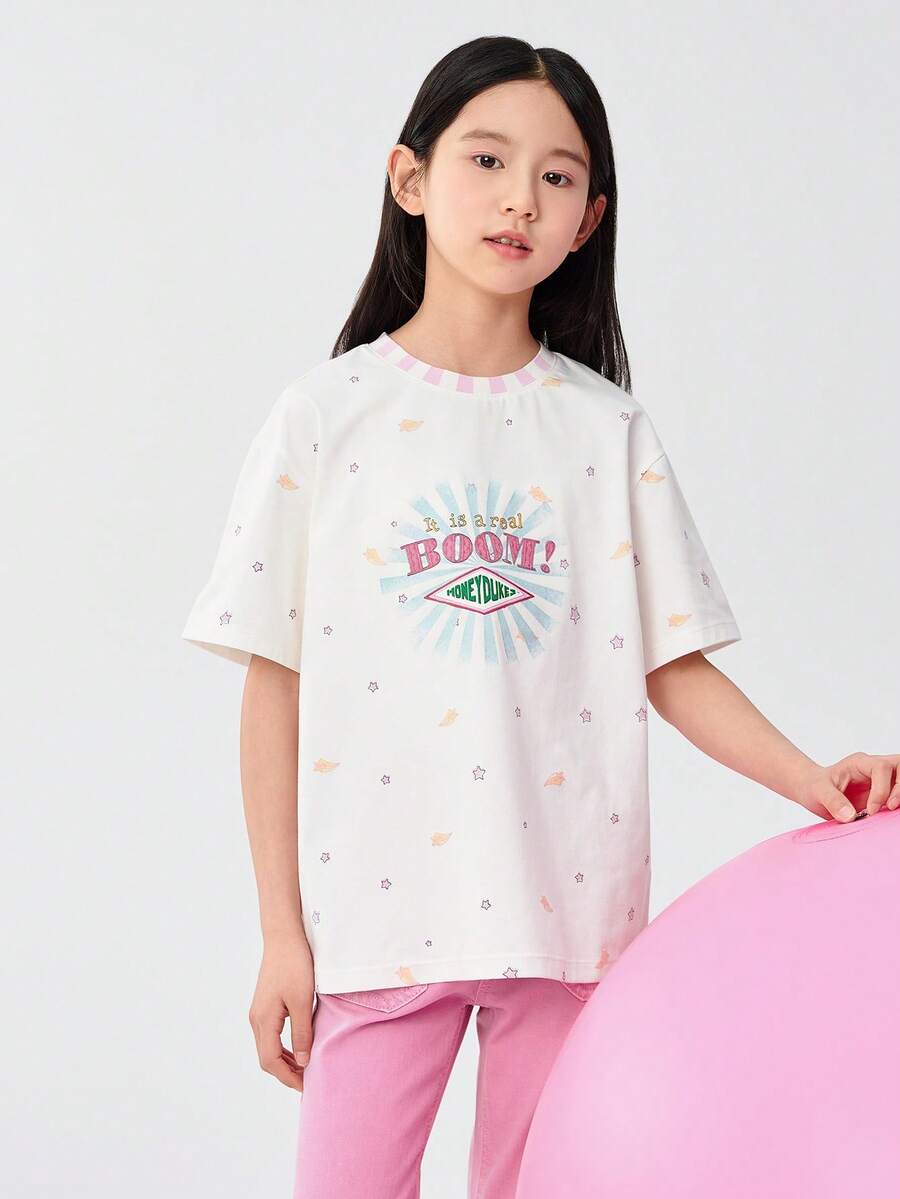 Balabala Kaos Anak Perempuan, Atasan Cepat Kering Musim Panas 2025 - Nada putih - View 1
