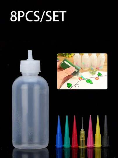 8pcs/Set Plastic Squeeze Bottle Set With Various Nozzle Tips - Multipurpose For Cake Decorating, Dessert Baking & Art Painting Round, Unscented, Hand Wash - Craft & Culinary Tools