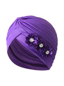 1pc Vintage Women's Solid Rhinestone Flower Casual Bandana Hair Wrap Hat, Versatile Watermelon Hat Hair Sleep Cap Sleep Bonnet,Beach,Travel - Multicolor - View 25
