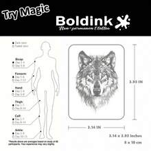 Boldink 狼图案临时纹身 | 极简狂野设计 | 防水不褪色，最长 14 天 | 哑光效果，自然不反光 | 男女通用，易于粘贴 | 临时狼纹身的首选 - 黑色 - 查看 3