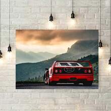 1 pieza Póster de arte de pared sin marco Coche de lujo rojo y negro F40 Póster e impresiones Pintura en lienzo Arte de pared Decoración moderna para sala de estar, oficina y hogar