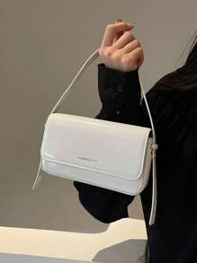 Borsa a spalla di alta qualità da donna, modello 2025, di moda semplice, colore tinta unita bordeaux, borsa minimalista da donna con fibbia, borsa a spalla a tinta unita dal design pulito ed elegante, adatta per la scuola, gli spostamenti e il tempo libero, borsa quadrata mini con finitura opaca