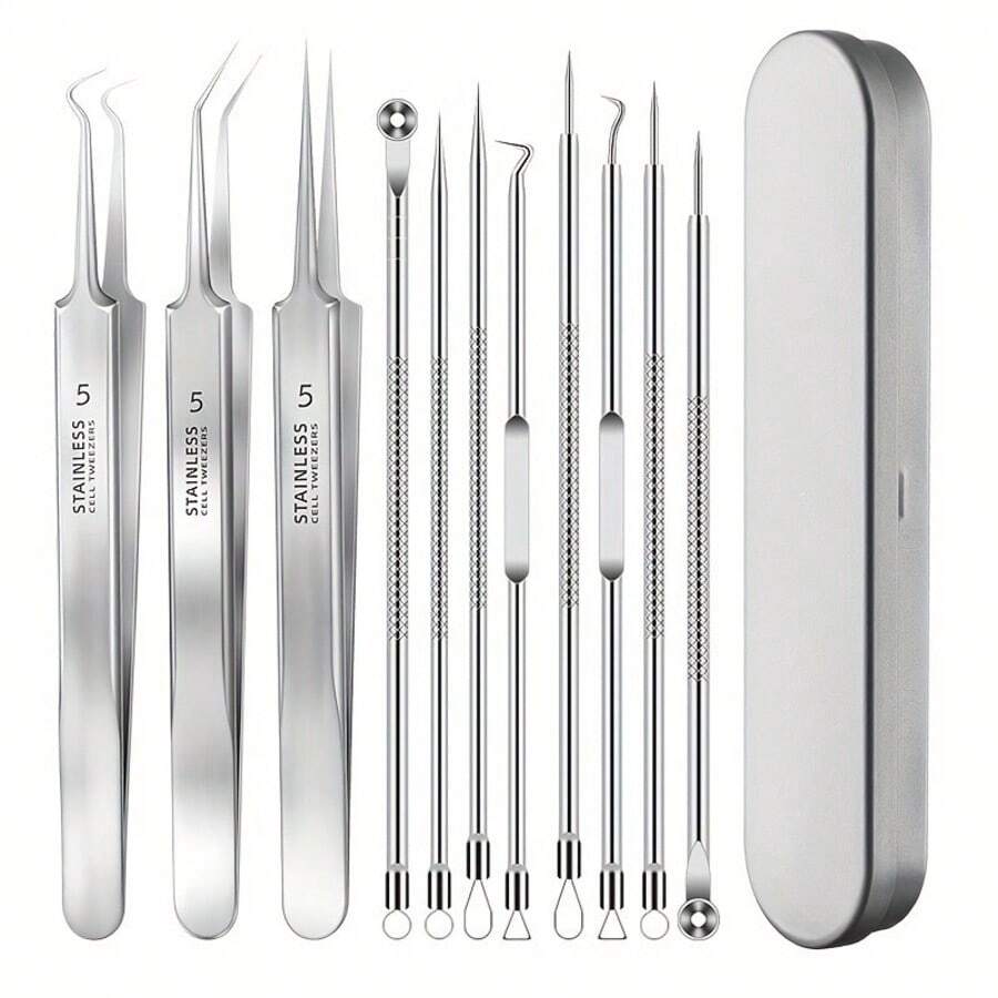 8pcs/11pcs German Super Sharp Pimple Tweezers, Blemish Needle Set For Pimple And Blackhead Removal - Professional Beauty Tool For Facial Care