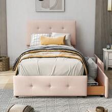 Upholstered Bed With Drawers, Velvet Single Bed, Comfortable Headboard, Strong Slatted Frame, 200 Kg Load Capacity