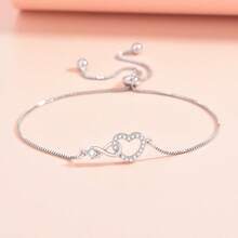 1pc To My Unbiological Sister Infinity Symbol Heart Bracelet, Adjustable Bracelet, Friendship Bracelet, Birthday Gift, Christmas Gift - Silver - View 5