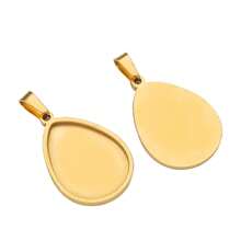 5 Stücke 13x18/18x25mm Edelstahl-Tropfen-Herz-Zargeneinsätze, Anhänger, Fassungen zum Basteln von Ohrringe, Halsketten, Schmuck