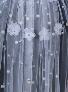 1pc Single Layer Bridal Veil Flower & Pearl Decor Hair Comb, Minimalist & Romantic Design, For Wedding & Occasions