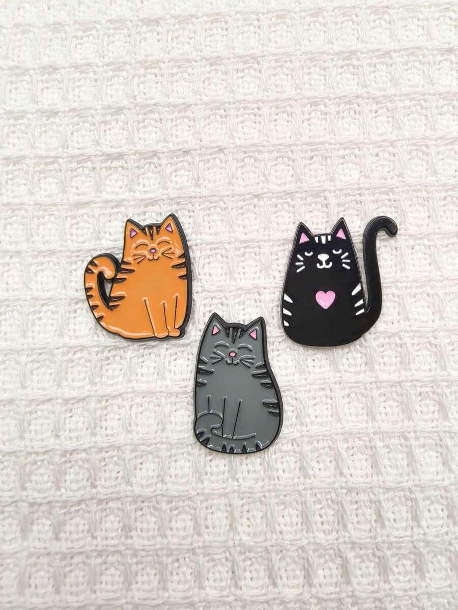1pc/3pcs Cute Pins Backpack Pins Alloy Enamel Brooch Cat Funny Cat Brooch Cowboy Badge Pin For Bookbags Clothes/Jackets & Hat Decoration