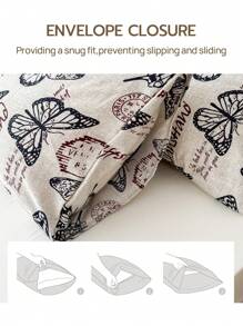1 pièce Taie d'oreiller enveloppe papillon 100% polyester, sans rembourrage