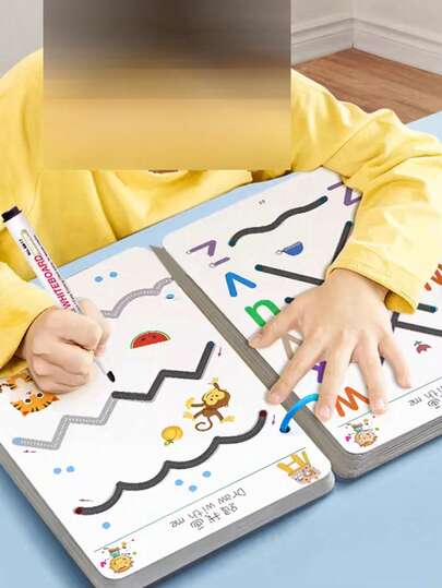 8 caiete de lucru Montessori reutilizabile, imprimate cu cerneală de soia, pentru exersarea scrisului de mână, pentru copii, pentru a învăța numerele, literele, desenul, potrivite pentru educația preșcolară, cadou de Ziua Copilului și de Crăciun, câte 32 de pagini fiecare, rechizite pentru întoarcerea la școală