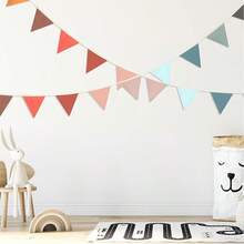 1pc Holiday Triangle Flag, Made Of Polyester Fabric, Reusable, Multicolor Triangle Flag Garland, Suitable For Various Holiday Indoor/Outdoor Boho Decor, Birthday Party Supplies, Wedding Bride Gift - Multicolor - View 2
