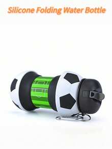 1pc Silicone Folding Water Bottle Children/Adult Basketball Football Sports Water Cup Large Capacity 550ML Anti-Fall Wear-Resistant And Leak-Proof Design Anti-Fall Silicone Outdoor Mountaineering Cycling Travel Hiking Competition Rest Hydration Team Sports Equipment Portable Folding Compression Water Bottle Portable Lightweight Storage Equipped With Mountaineering Ring Buckle Can Be Hanged On Backpacks Or Bicycles, Etc.