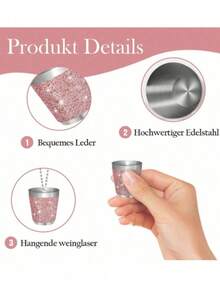 4/2/1pc Stainless Steel Chain Shot Glasses, Cute Mini Liquor Cups, Cocktail Shooter Set, Creative Drinking Cups, Reusable Small Party Cups, Party Game Sake Cups, 30ml Stainless Steel Liquor Cups With Necklace Chain, Champagne Cups, Suitable For Wedding, Bachelor Party, Wine Tasting - Multicolor - View 3