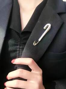 1/2/4pcs Rhinestone Brooch For Women Girls Gold Silver Color Safty Pin Brooch Lapel Pin Badge Sweater Dress Clothing Decor Hat Accessories