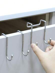 1pc Basic Living Stainless Steel Double S-Shaped Hook Rack Organizer For Behind The Door Drawer Kitchen Bathroom Storage Solution Heavy Duty Metal Hanger Stand With Finish Perfect For Home Organization - Multicolor - View 9