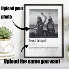 1Pc PERSONALISED BEST FRIEND Definition Print, Wall Art Print, Best Friend Gift, Photo Definition Print, Quote Print, Custom Gift With Photo, Optional Frame,Home Harmony - Multicolor - View 2