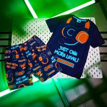 City Comfort PJ & Short Pyjama Set Loungewear Soft Gamer Nightwear Breathable Summer Sleepwear Gaming Gift - Navy Blue - View 5