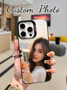 1pc Customized Personalized High-Quality Mobile Phone Case Compatible With IPhone 16, 15, 14, 13, 12, 11 Pro Max, Redmi, Infinix, Vivo, OPPO, Honor, Suitable For Couples, Friends, Family Holiday Gifts - Light Grey - View 1