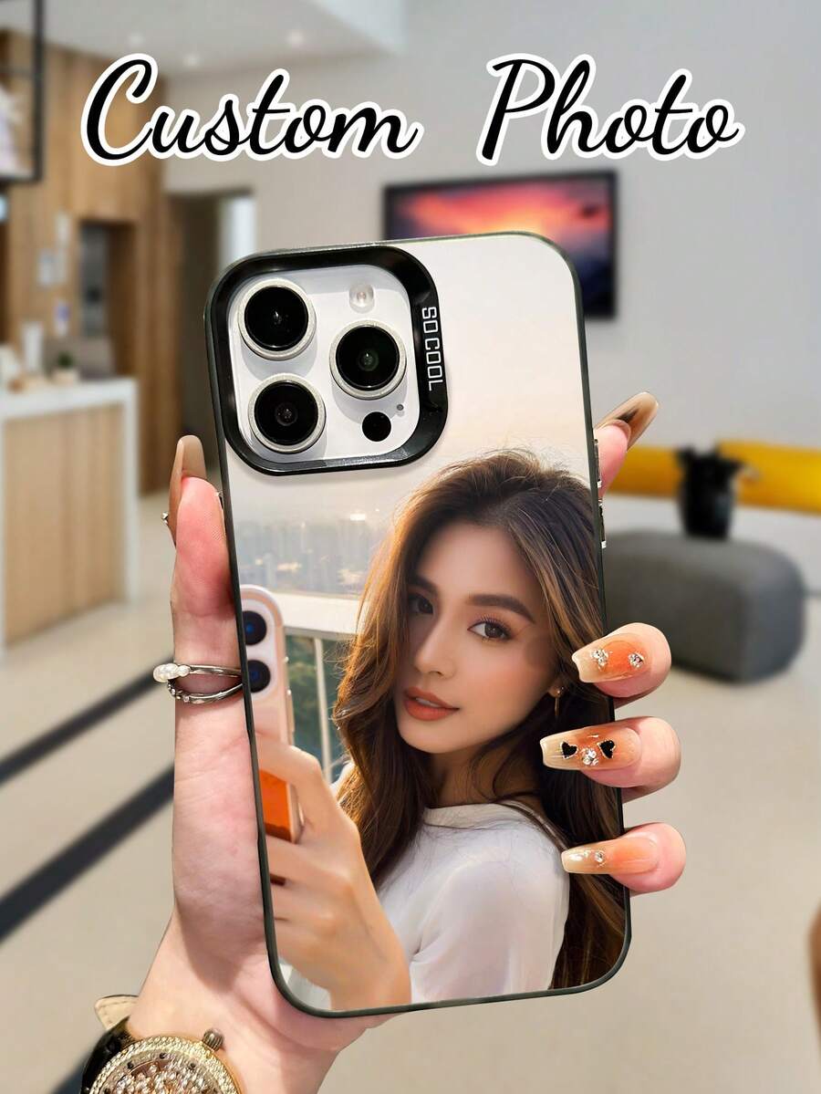 1pc Customized Personalized High-Quality Mobile Phone Case Compatible With IPhone 16, 15, 14, 13, 12, 11 Pro Max, Redmi, Infinix, Vivo, OPPO, Honor, Suitable For Couples, Friends, Family Holiday Gifts - Light Grey - View 1