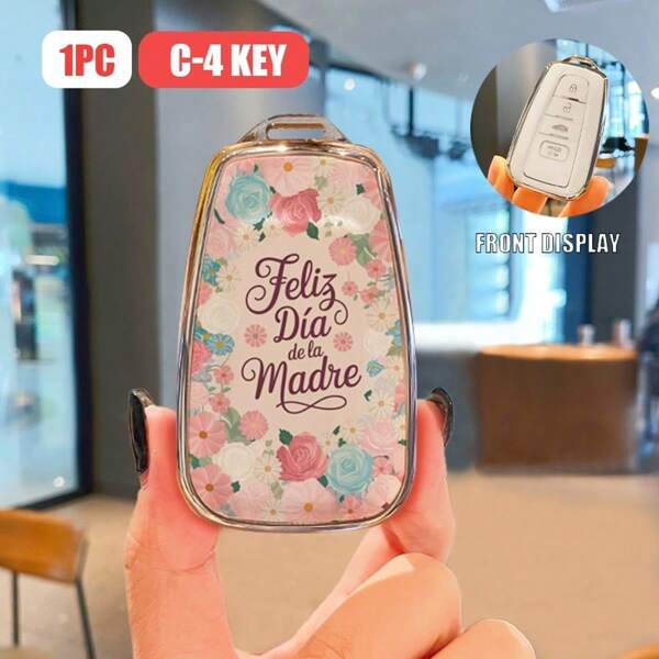 Funda floral para llave de coche para el Día de la Madre - Linda funda protectora de llave con diseño floral como regalo para mamá, soporte para llavero con patrón floral para Toyota 2018-2022 Toyota RAV4, Camry, Corolla, Avalon, Prius, GT86, Highlander
