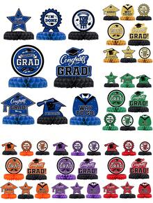 8 件毕业主题蜂巢挂饰、毕业季主题派对背景桌面装饰用品、毕业帽印花蜂巢、毕业日摄影道具、2025 年毕业派对家庭房间桌面中心装饰、派对小礼品