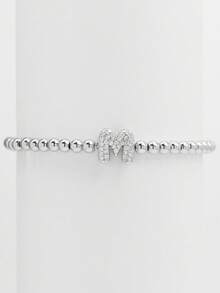 经典时尚锆石字母吊坠手链，奢华可调节链条 A-Z 字母手链，女士珠宝礼品